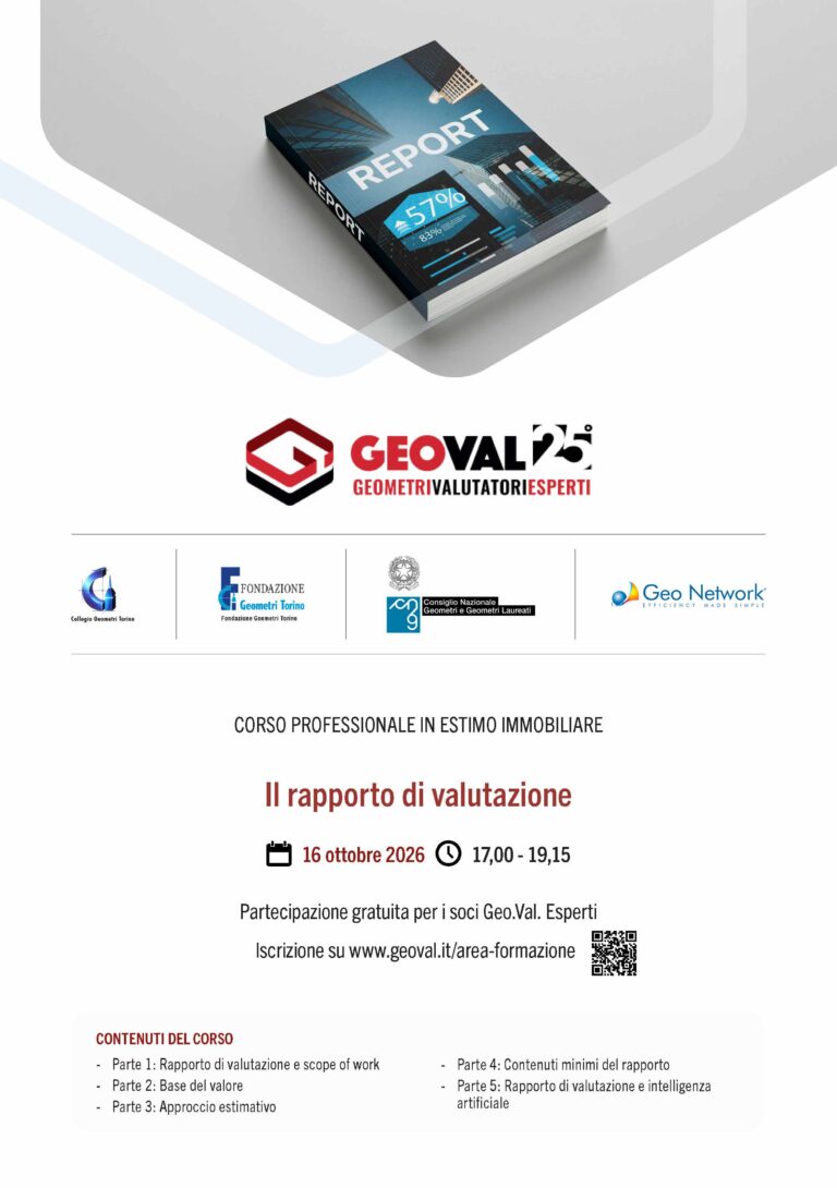 CORSO PROFESSIONALE IN ESTIMO IMMOBILIARE: IL RAPPORTO DI VALUTAZIONE.